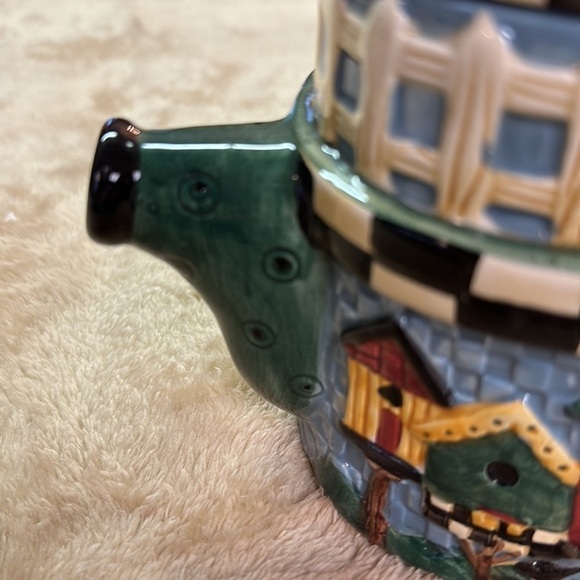 Sakura Debbie Mumm Ceramic Birdhouses Picket Fence Teapot With Blackbird on Lid - Picture 13 of 15